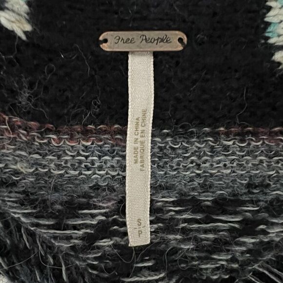 Free People Women's Yesterday's Smile Fair Isle Cardigan Size S Blue Alpaca - Picture 2 of 10